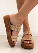 Σανδάλια flatforms με σχοίνινες φάσες Estil - Χαλκός - thefashionproject.gr - Estil