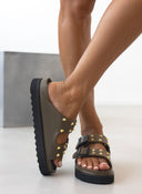 Σανδάλια flatforms με τρουκς ATENEO - Λαδί - thefashionproject.gr - ATENEO
