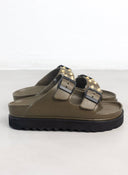 Σανδάλια flatforms με τρουκς ATENEO - Λαδί - thefashionproject.gr - ATENEO