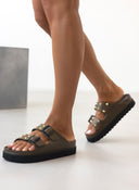 Σανδάλια flatforms με τρουκς ATENEO - Λαδί - thefashionproject.gr - ATENEO