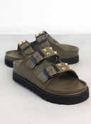 Σανδάλια flatforms με τρουκς ATENEO - Λαδί - thefashionproject.gr - ATENEO