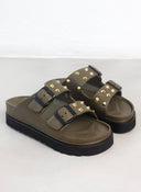 Σανδάλια flatforms με τρουκς ATENEO - Λαδί - thefashionproject.gr - ATENEO