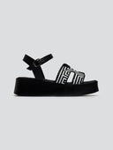 Σανδάλια flatforms με υφασμάτινη print φάσα Estil - Μαύρο - thefashionproject.gr - Estil