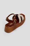 Σανδάλια flatforms με υφασμάτινη print φάσα Estil - Ταμπά - thefashionproject.gr - Estil