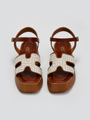 Σανδάλια flatforms με υφασμάτινη print φάσα Estil - Ταμπά - thefashionproject.gr - Estil