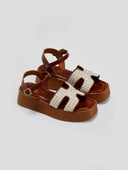 Σανδάλια flatforms με υφασμάτινη print φάσα Estil - Ταμπά - thefashionproject.gr - Estil