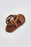 Σανδάλια flatforms nubuck δερμάτινα Iris Sandals - Κάμελ - thefashionproject.gr - IRIS