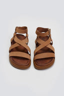 Σανδάλια flatforms nubuck δερμάτινα Iris Sandals - Κάμελ - thefashionproject.gr - IRIS