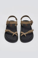 Σανδάλια flatforms nubuck δερμάτινα με μπαρέτα Estil - Λαδί - thefashionproject.gr - Estil