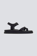 Σανδάλια flatforms nubuck δερμάτινα με μπαρέτα Estil - Μαύρο - thefashionproject.gr - Estil