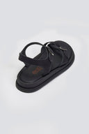 Σανδάλια flatforms nubuck δερμάτινα με μπαρέτα Estil - Μαύρο - thefashionproject.gr - Estil
