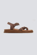 Σανδάλια flatforms nubuck δερμάτινα με μπαρέτα Estil - Τάουπε - thefashionproject.gr - Estil