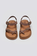 Σανδάλια flatforms nubuck δερμάτινα με μπαρέτα Estil - Τάουπε - thefashionproject.gr - Estil