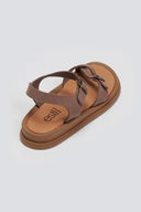 Σανδάλια flatforms nubuck δερμάτινα με μπαρέτα Estil - Τάουπε - thefashionproject.gr - Estil