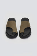 Σανδάλια flatforms nubuck με δάκτυλο Tfp - Χακί - thefashionproject.gr - TFP