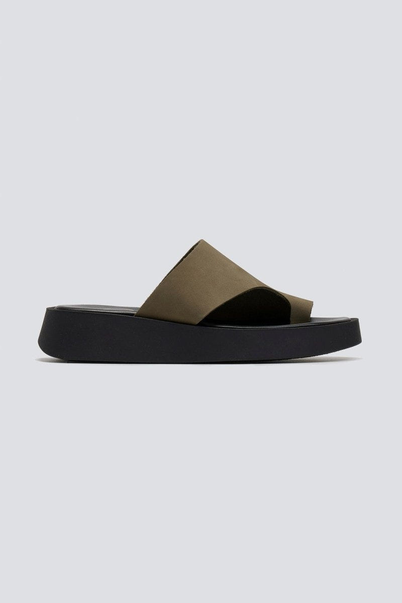 Σανδάλια flatforms nubuck με δάκτυλο Tfp - Χακί - thefashionproject.gr - TFP