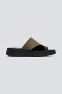 Σανδάλια flatforms nubuck με δάκτυλο Tfp - Χακί - thefashionproject.gr - TFP