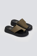 Σανδάλια flatforms nubuck με δάκτυλο Tfp - Χακί - thefashionproject.gr - TFP