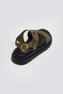 Σανδάλια flatforms nubuck με μπαρέτα Tfp - Χακί - thefashionproject.gr - TFP