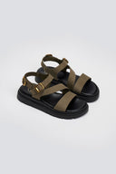 Σανδάλια flatforms nubuck με μπαρέτα Tfp - Χακί - thefashionproject.gr - TFP
