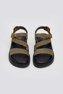 Σανδάλια flatforms nubuck με μπαρέτα Tfp - Χακί - thefashionproject.gr - TFP