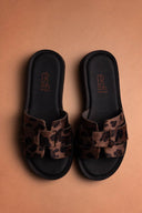 Σανδάλια flatforms ponyskin Estil - Καφέ - thefashionproject.gr - Estil