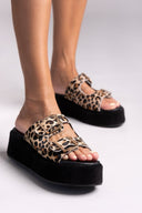 Σανδάλια flatforms ponyskin με print 2552/05 - Leopard - thefashionproject.gr - Mariella Fabiani