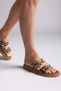 Σανδάλια flatforms ponyskin με print Estil - Leopard - thefashionproject.gr - Estil