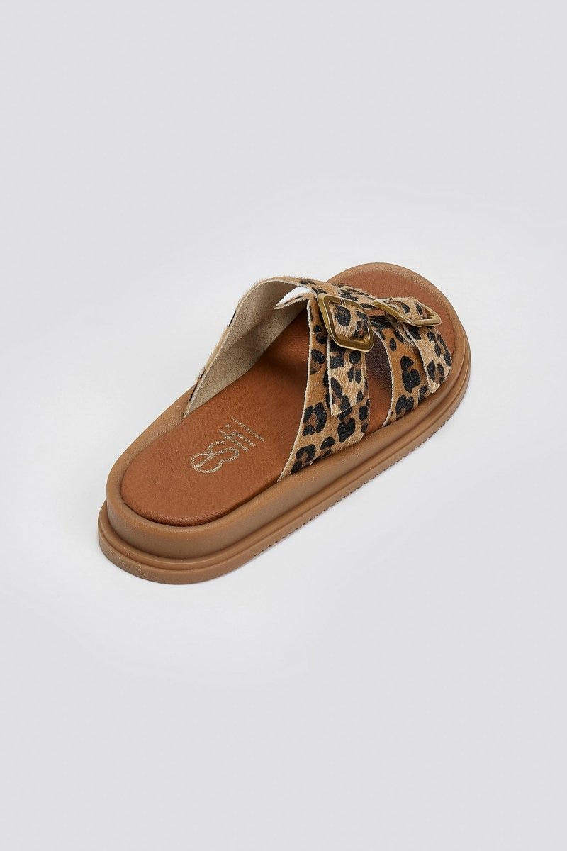 Σανδάλια flatforms ponyskin με print Estil - Leopard - thefashionproject.gr - Estil