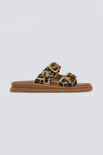 Σανδάλια flatforms ponyskin με print Estil - Leopard - thefashionproject.gr - Estil