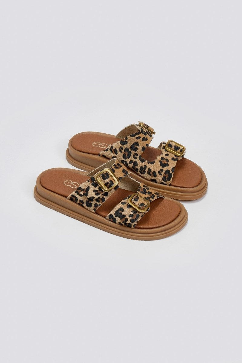 Σανδάλια flatforms ponyskin με print Estil - Leopard - thefashionproject.gr - Estil