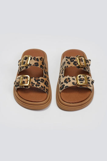 Σανδάλια flatforms ponyskin με print Estil - Leopard - thefashionproject.gr - Estil