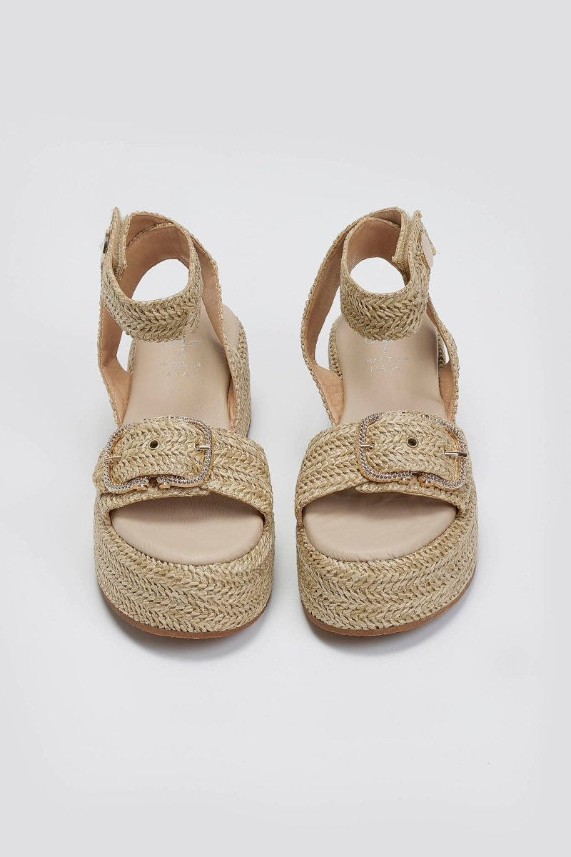 Σανδάλια flatforms ψάθινα Mariella Fabiani 2512/05 - Μπεζ - thefashionproject.gr - Mariella Fabiani