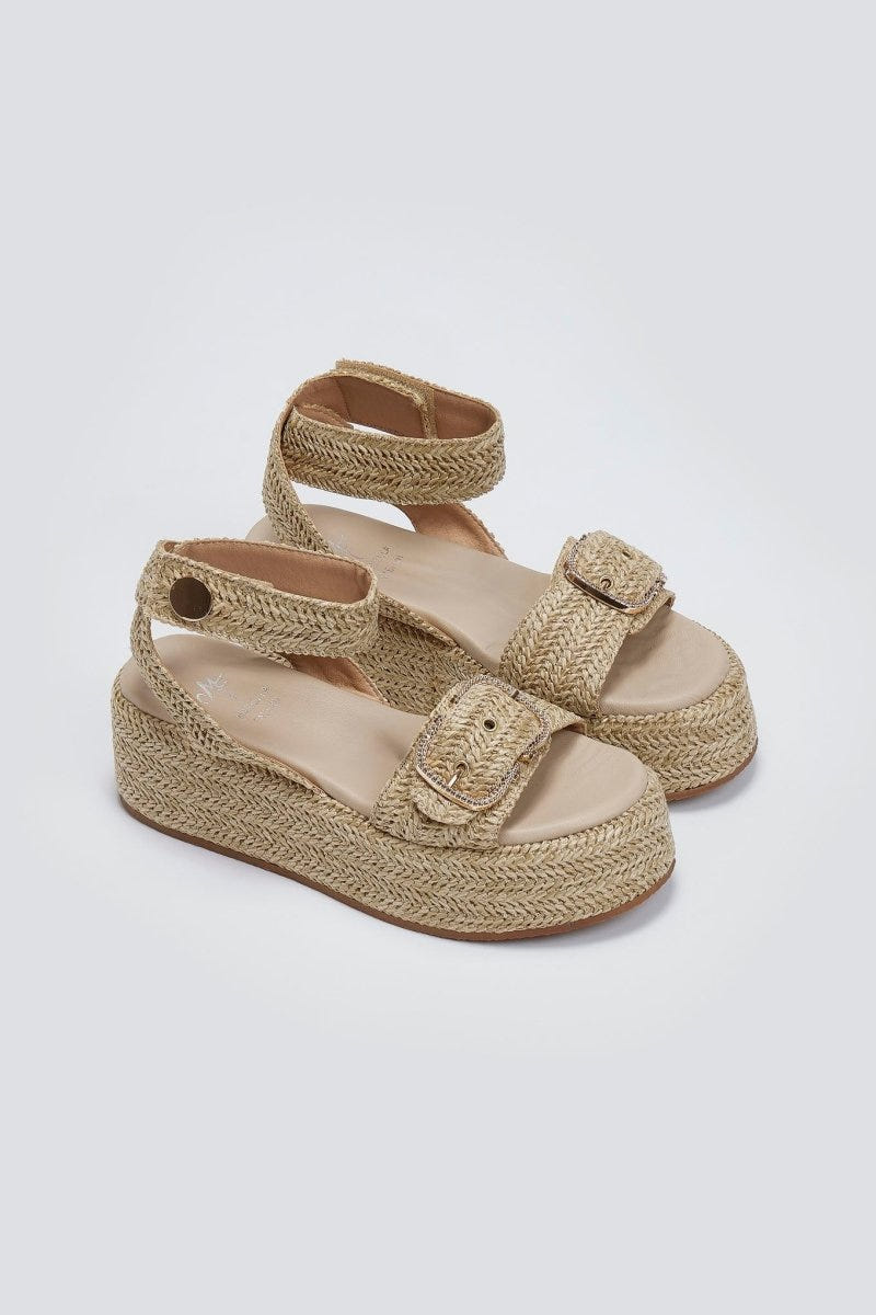 Σανδάλια flatforms ψάθινα Mariella Fabiani 2512/05 - Μπεζ - thefashionproject.gr - Mariella Fabiani
