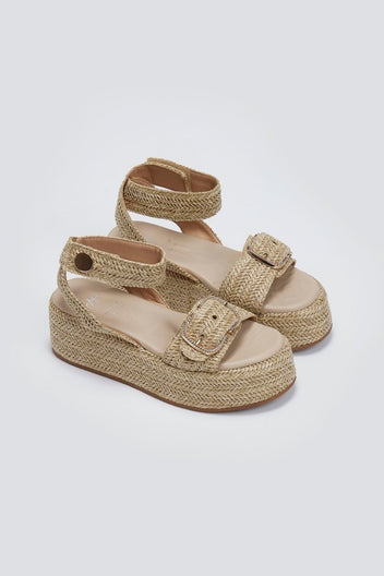 Σανδάλια flatforms ψάθινα Mariella Fabiani 2512/05 - Μπεζ - thefashionproject.gr - Mariella Fabiani