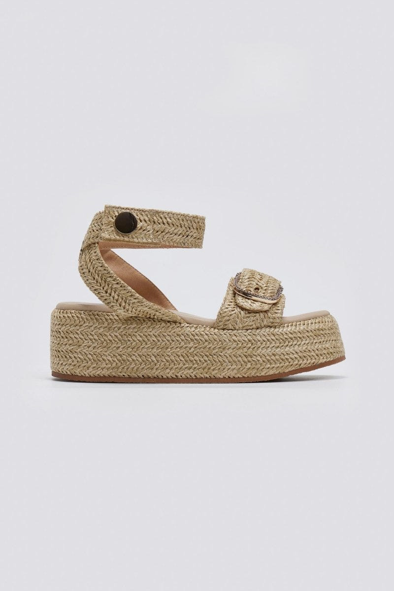 Σανδάλια flatforms ψάθινα Mariella Fabiani 2512/05 - Μπεζ - thefashionproject.gr - Mariella Fabiani