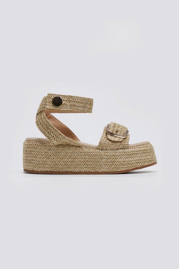 Σανδάλια flatforms ψάθινα Mariella Fabiani 2512/05 - Μπεζ - thefashionproject.gr - Mariella Fabiani