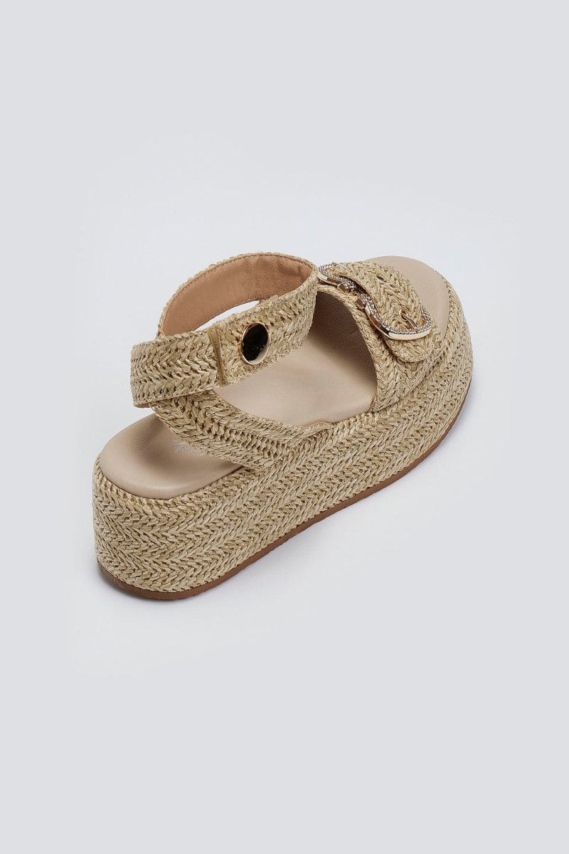 Σανδάλια flatforms ψάθινα Mariella Fabiani 2512/05 - Μπεζ - thefashionproject.gr - Mariella Fabiani