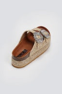Σανδάλια flatforms ψάθινα με πέτρες Take Me - Μπεζ - thefashionproject.gr - Take me