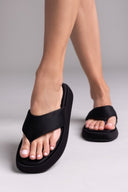 Σανδάλια flatforms υφασμάτινα - Μαύρο - thefashionproject.gr - Bellucci