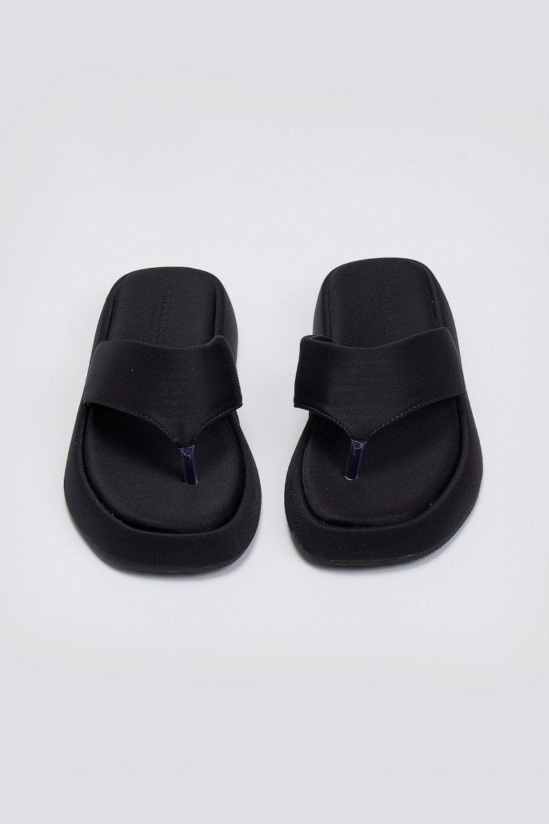 Σανδάλια flatforms υφασμάτινα - Μαύρο - thefashionproject.gr - Bellucci