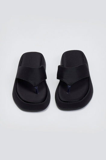Σανδάλια flatforms υφασμάτινα - Μαύρο - thefashionproject.gr - Bellucci