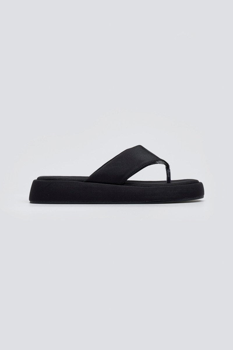 Σανδάλια flatforms υφασμάτινα - Μαύρο - thefashionproject.gr - Bellucci