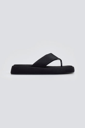 Σανδάλια flatforms υφασμάτινα - Μαύρο - thefashionproject.gr - Bellucci