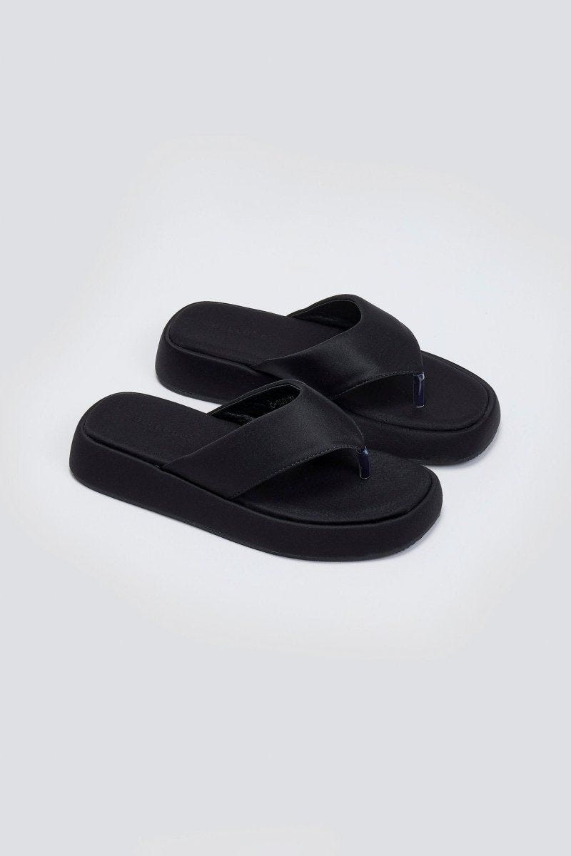 Σανδάλια flatforms υφασμάτινα - Μαύρο - thefashionproject.gr - Bellucci
