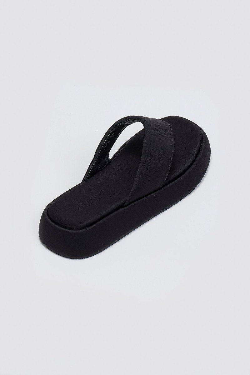 Σανδάλια flatforms υφασμάτινα - Μαύρο - thefashionproject.gr - Bellucci