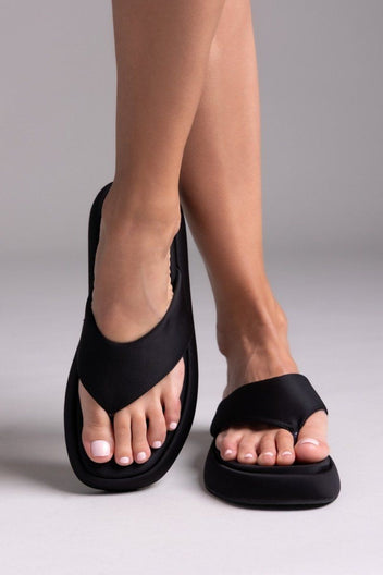 Σανδάλια flatforms υφασμάτινα - Μαύρο - thefashionproject.gr - Bellucci