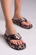 Σανδάλια flatforms υφασμάτινα με print - Leopard - thefashionproject.gr - Bellucci