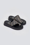 Σανδάλια flatforms υφασμάτινα με print Tfp - Τάουπε - thefashionproject.gr - TFP