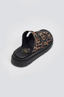 Σανδάλια flatforms υφασμάτινα με τρεις φάσες Tfp - Καφέ - thefashionproject.gr - TFP